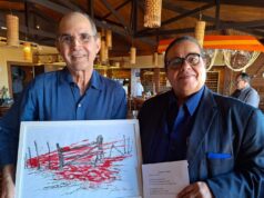 Pinturas e poesias no restaurante Canoa dos Camarões, em JP